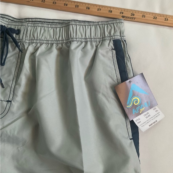 Kanu Surf Board Shorts Silver Swim Beach Cargo Pockets Lined Drawstring XXL - Picture 8 of 8